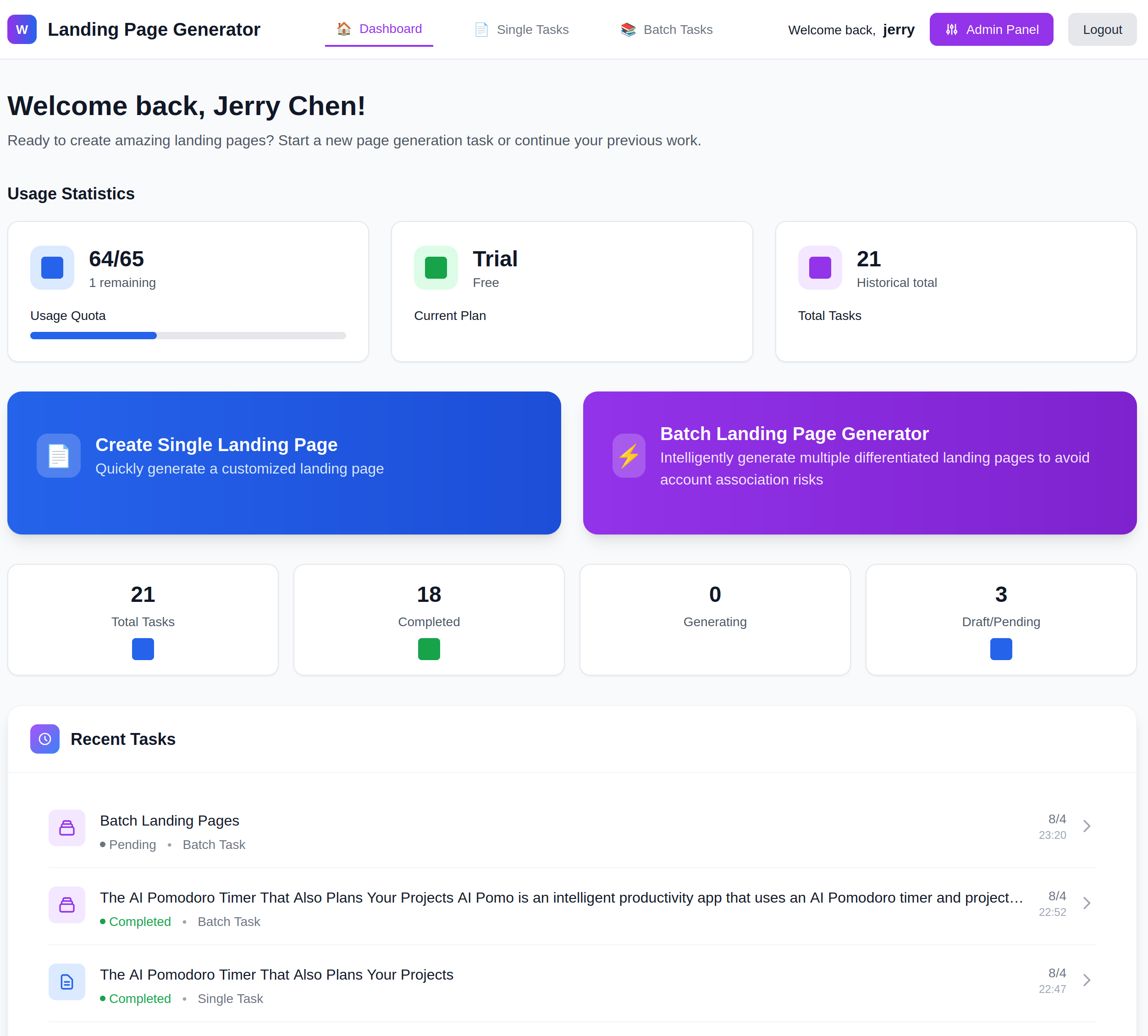 Landing Page Generator Product Demo